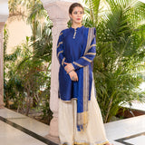Blue Cotton Silk Gota Patti Gharara Suit Set