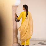 Minted Yellow Cotton Silk Gota Patti Suit Set