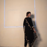 Black Cotton Gota Patti Suit Set