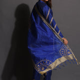Blue Cotton Silk Gota Patti Suit Set With Dupatta