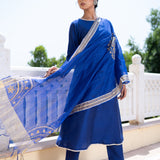 Blue Cotton Silk Gota Patti Suit Set