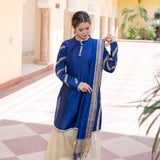 Blue Cotton Silk Gota Patti Gharara Suit Set