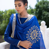 Blue Cotton Silk Gota Patti Suit Set