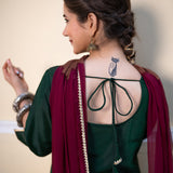 Bottle Green Cotton Silk Gota Patti Suit Set