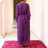 Purple Cotton Pant Saree With Chiffon Jacket And Dupatta