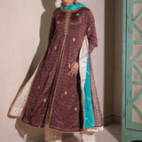 Dark Brown Jacketed Chinon Suit Set