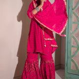 Pink Chinon Gharara Set