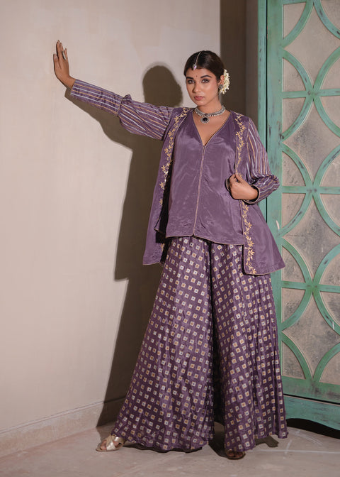 <img> Lavender Chinon Sharara Set