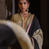 Olive Chinon Dhoti Suit Set