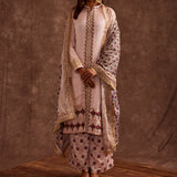 Blush Pink Pure Chinon Peshwari Suit Set