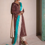 Dark Brown Jacketed Chinon Suit Set