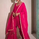 Pink Chinon Gharara Set
