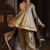 Olive Chinon Dhoti Suit Set