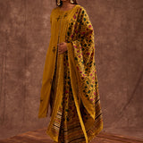 Mustard Hand Blocked In Multi Prints Suit Set