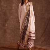 Blush Pink Pure Chinon Peshwari Suit Set