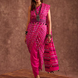 Fuchsia Pink Pure Chinon Drape Saree