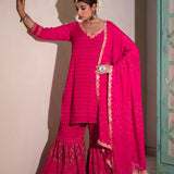 Pink Chinon Gharara Set