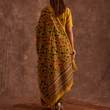 Mustard Hand Blocked In Multi Prints Suit Set