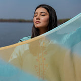 Blue Cotton Kurta Set With Hand Embroidery