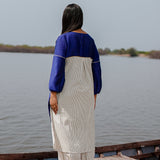 Blue Cotton Kurta Set With Hand Embroidery And Leheriya Dupatta