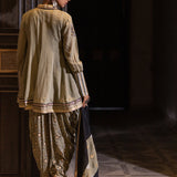 Olive Chinon Dhoti Suit Set