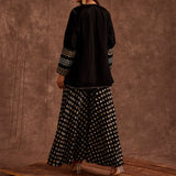 Black Pure Chinon Sharara Set With Jacket
