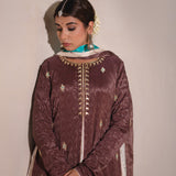 Dark Brown Jacketed Chinon Suit Set