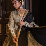 Olive Chinon Dhoti Suit Set