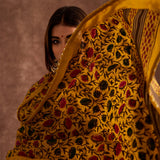 Mustard Hand Blocked In Multi Prints Suit Set