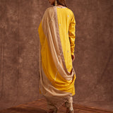Yellow Pure Chinon Gota Patti Jacketed Suit Set