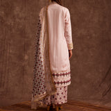 Blush Pink Pure Chinon Peshwari Suit Set