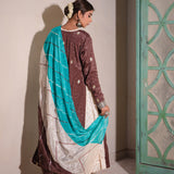 Dark Brown Jacketed Chinon Suit Set