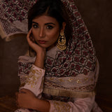 Blush Pink Pure Chinon Peshwari Suit Set