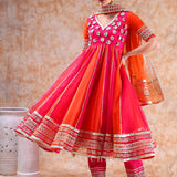 Bright Pink Sunburst Anarkali Set