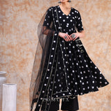 Noir Polka Wrap Anarkali Set