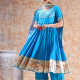 Sky Blue Lattice Anarkali Set