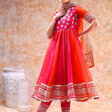 Bright Pink Sunburst Anarkali Set