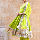 Citrus Green Sunburst Anarkali Set
