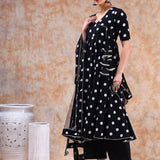 Noir Polka Wrap Anarkali Set