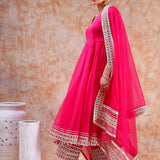 Fuchsia Cutwork Anarkali Set