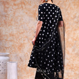 Noir Polka Wrap Anarkali Set