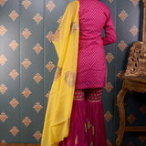 Pink Banarasi Butti Chandary With Block Print Gharara Set