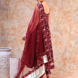 Maroon Floral Weave Anarkali Set
