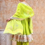Citrus Green Sunburst Anarkali Set