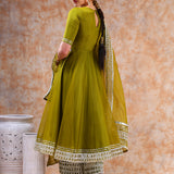 Olive Cutwork Anarkali Set