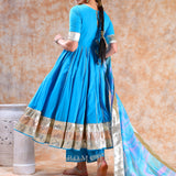 Sky Blue Lattice Anarkali Set