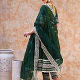 Olive Lattice Anarkali Set