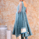 Dusty Teal Bandhani Anarkali Set