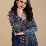 Cobalt Blue Cotton Indo-Western Gown