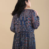 Cobalt Blue Cotton Indo-Western Gown